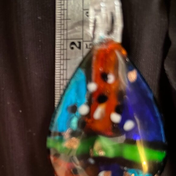 3D Graphic Lampwork & Dichroic Glass Pendant - Picture 6 of 8